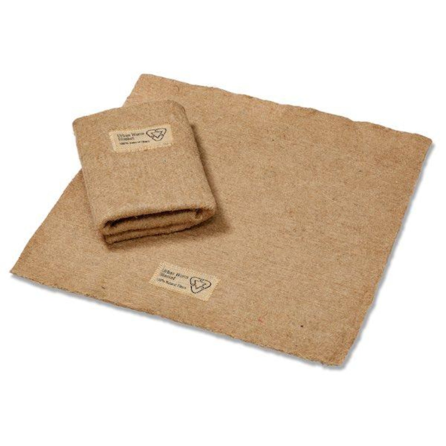 Urban Worm blanket laid out flat with a second folded blanket sitting on top on a white background
