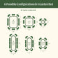 Diagram showing six possible configurations of the 6  in 1 Small Modular Metal Raised garden beds with dimensions and quantities of each item.