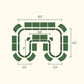 Image showing the various configuration possibilities for the 17 inch tall modern U-shaped metal raised garden bed. 