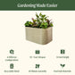 6 in 1 Medium Modular Metal Raised Garden bed with text highlighting features including: 6 different configurations, 20 plus year life span, 32 inch height, recyclable metal, 40 minute assembly, and   food safe materials.