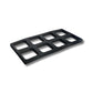 stack of five insert trays to hold 5 inch seedling pots on white background