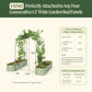 The VAT60 arched trellis system with dimensions and compatibility information for models of gardens beds with on a green background.