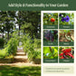 Garden with various plants and vegetables, promoting style and functionality to expand your growing space using the Arched Trellis System.