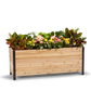 Cedar Planters 18x60 inch planter box 24 inches tall filled with colorful plants on white background 