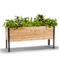 Cedar Planters 18x60 inch raised garden bed 30 inches tall filled with colorful plants on white background 