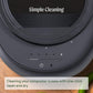 Black kitchen composter zoomed in on the control panel and text about cleaning your composter is easy with one-click clean and dry.