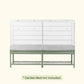 Mesh Cover System for Elevated Garden Beds installed on a green elevated garden bed on a white background.