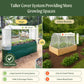 Comparison of mesh cover system height showing up to 41 inches of growing space versus other brands limited to 24 inches.
