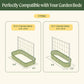 Dimensions chart showing two VTT80 raised garden bed configurations compatible with metal frame string trellises