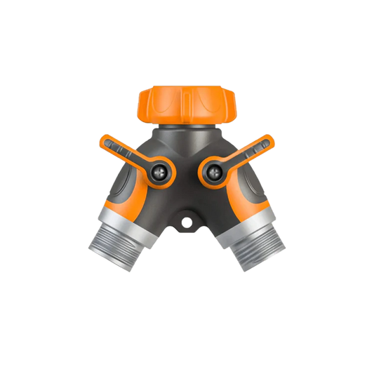 Metal Water Hose Splitter on a white background