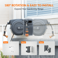 180-degree swivel bracket for the Retractable Garden Hose Reel installed on exterior of home and also includes installation steps.
