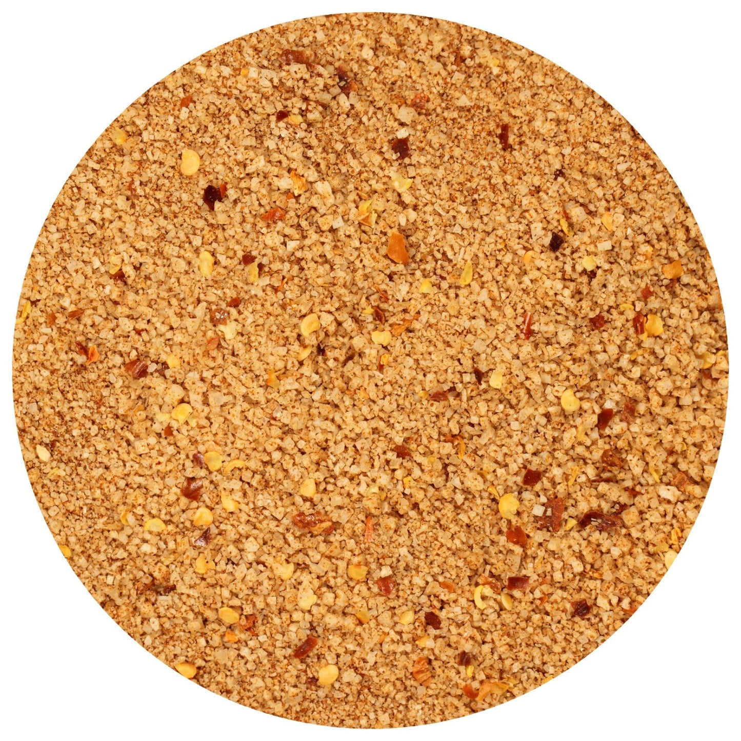 Closeup of the Scorpion Pepper Sea Salt on a white background