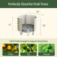 The self-watering rolling citrus tree planter on a white background with the planter dimensions: 17 inches tall for the metal sides, 24 inches wide and 22 inches tall from top to bottom of the wheels. 