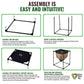 Step-by-step assembly instructions for Urban Worm Bag with illustrations and text indicating assembly is easy and intuitive.

Assemble bottom base.
Insert 4 vertical supports
Assemble top horizontal support and bag.
Press bag and supports onto vertical connectors.