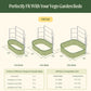 Wall Trellis System VWTR50 compatibility with raised garden beds chart with dimensions and trellis information.
