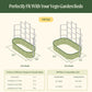 Wall Trellis System VWT65 compatibility with raised garden beds chart with dimensions and trellis information.