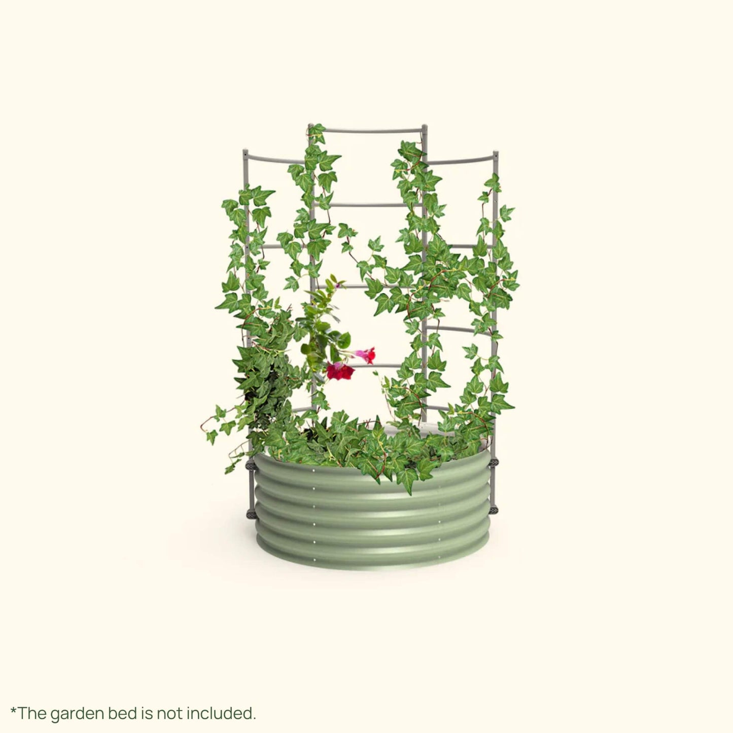 Wall Trellis system VWTRB35 for raised garden beds installed in a raised garden on a white background.