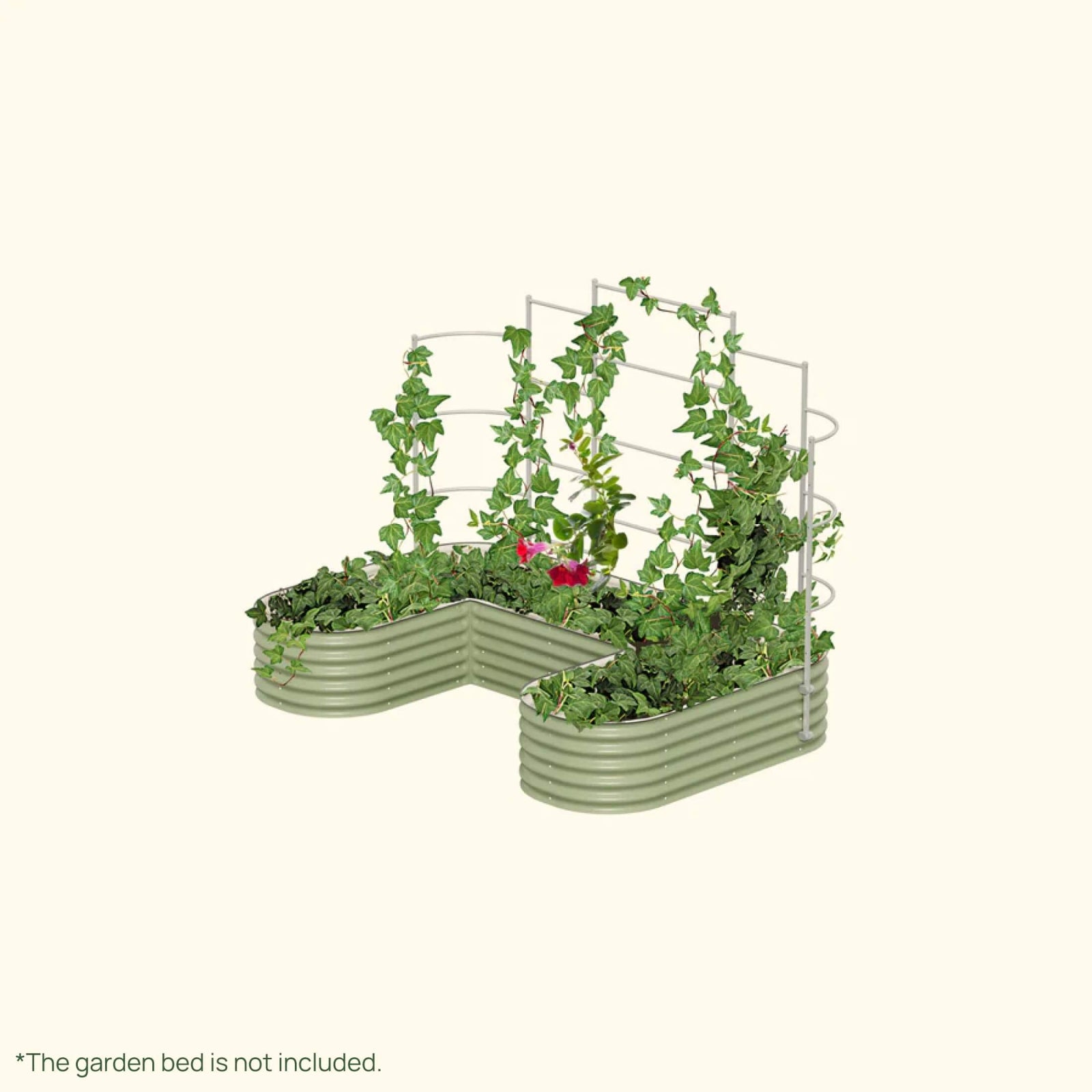 Wall Trellis system VWTUST for raised garden beds installed in a raised garden on a white background.