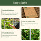 Wall trellis system for raised garden beds with easy setup, featuring an instruction manual with QR code, aligned poles, and pre-drilled holes for tool-free installation