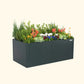 Umber Brown extra tall metal raised garden bed with colorful flowers and plants on a white background.