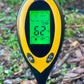 Medidor de suelo para jardín: pH, humedad, temperatura y luz (4 en 1)