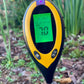 Medidor de suelo para jardín: pH, humedad, temperatura y luz (4 en 1)