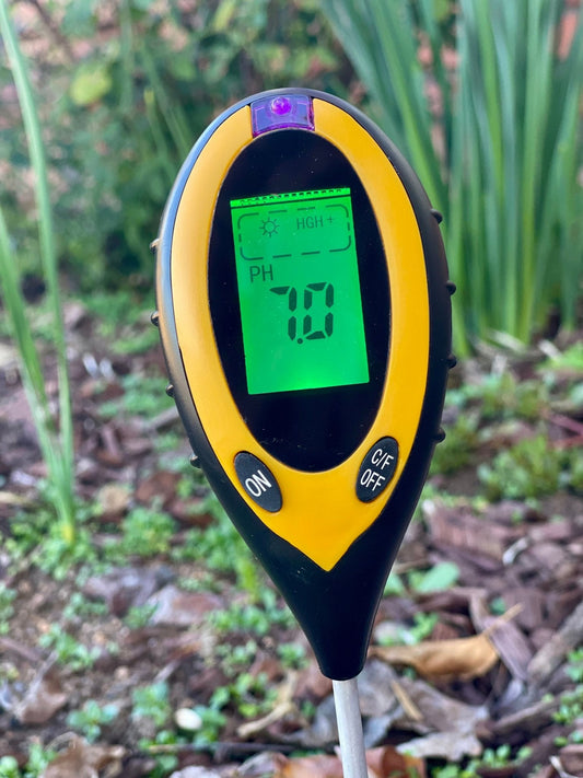 Medidor de suelo para jardín: pH, humedad, temperatura y luz (4 en 1)