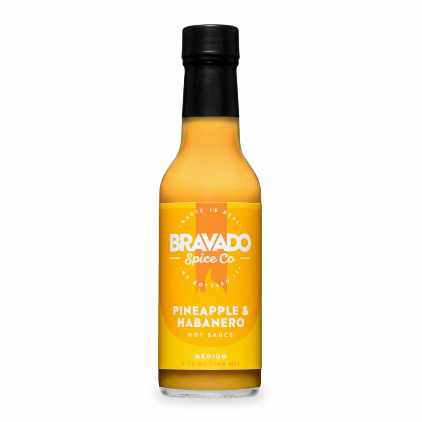 Pineapple & Habanero Hot Sauce on white background