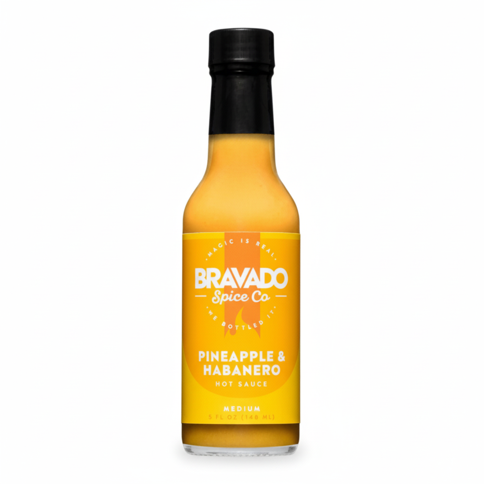 Pineapple & Habanero Hot Sauce on white background