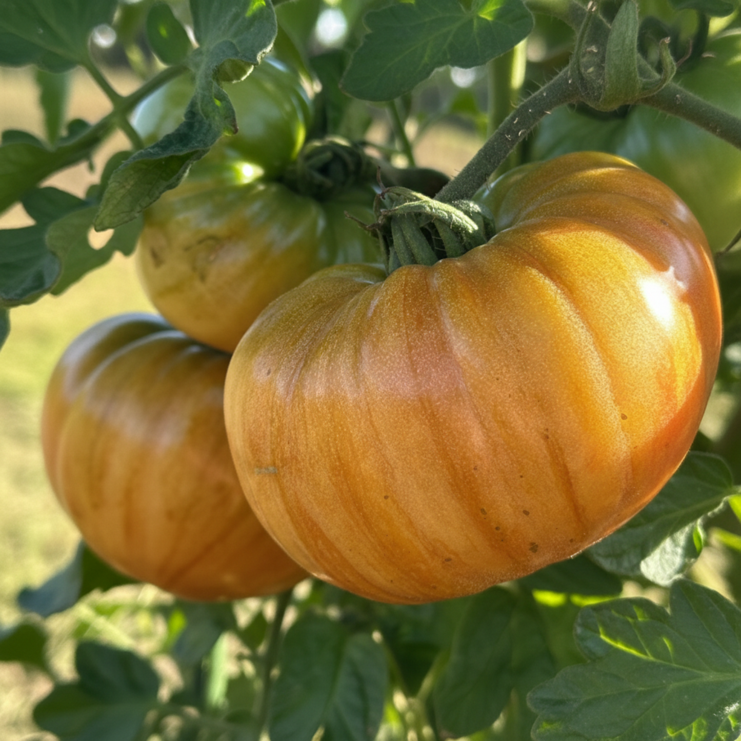Ripened Pineapple Tomatoes on Vine Square