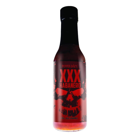 Pepper Joe's XXX Habanero Hot Sauce on white background